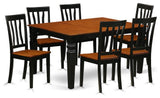 7-Piece Kitchen Table Set With a Table and 6 Wood Chairs, Black
