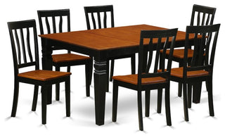7-Piece Kitchen Table Set With a Table and 6 Wood Chairs, Black