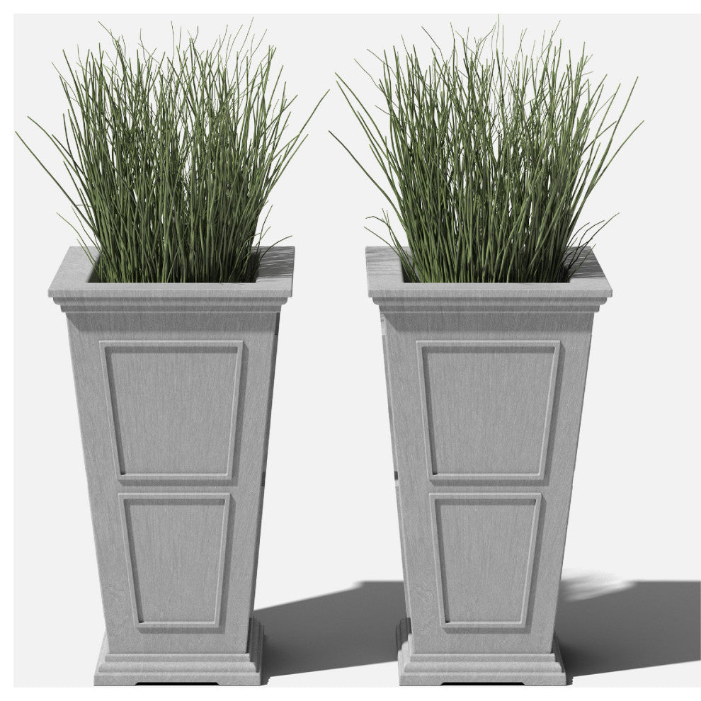 Brixton Tall Planter, 28", Gray, 28 Inch, 2 Pack