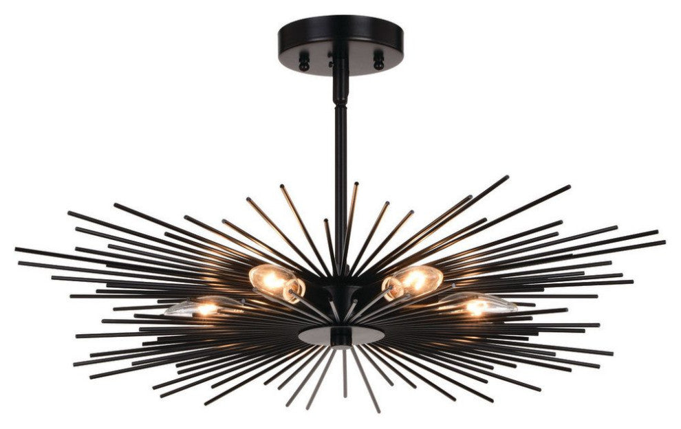 Nikko 24-in. 6 Light Semi-Flush Mount Matte Black