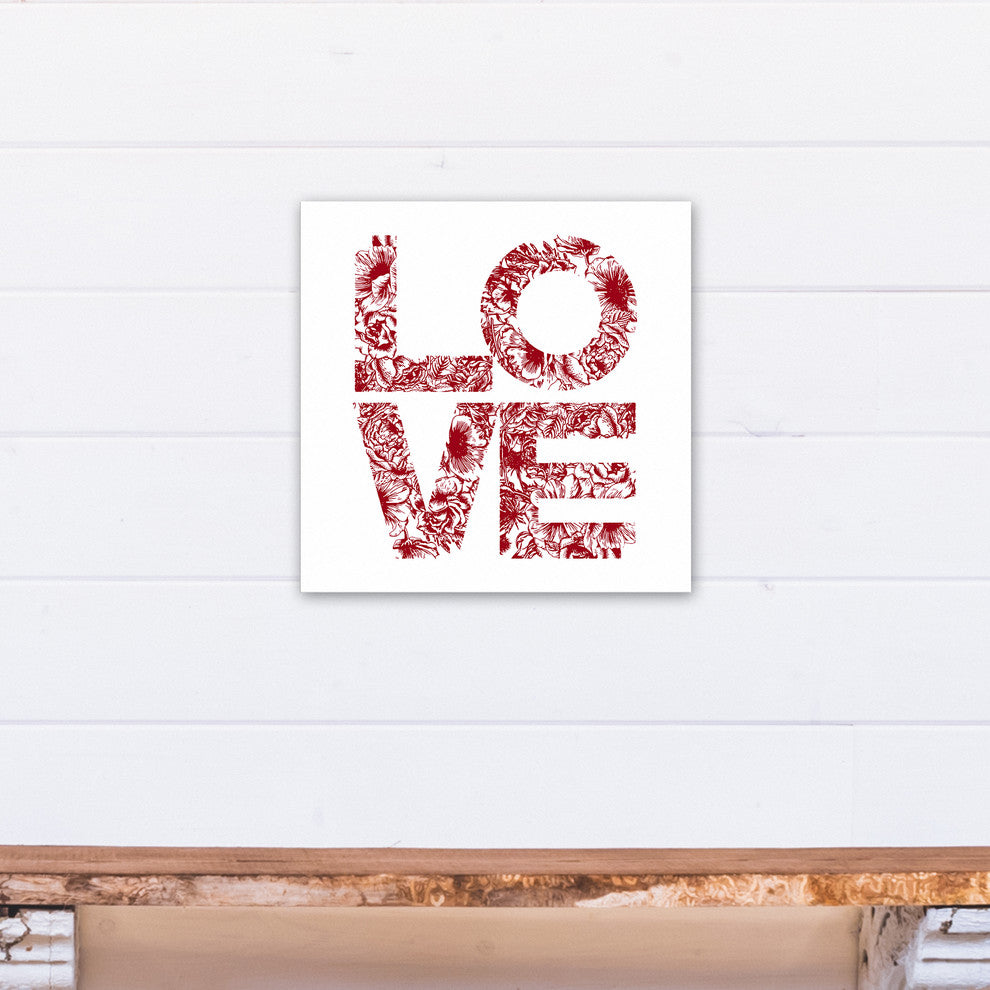 Love Floral 16x16 Canvas Wall Art