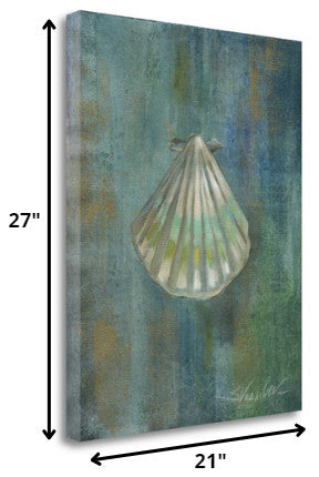 27" Blue Seashell Giclee Wrap Canvas Wall Art