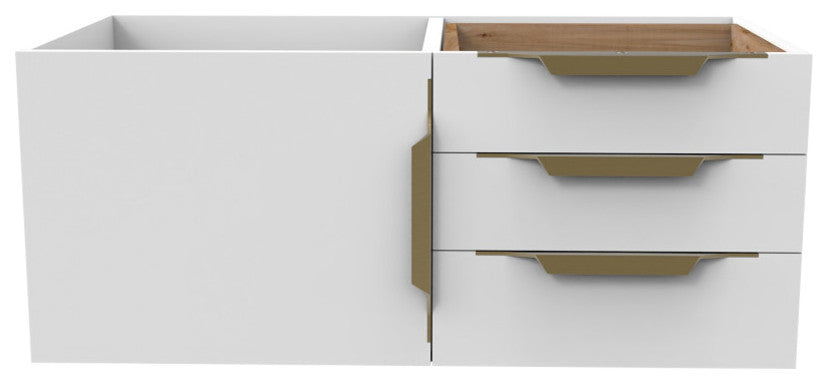 CastelloUSA Alpine 36" Wall Mounted Vanity, Base Only, White, Gold Handles