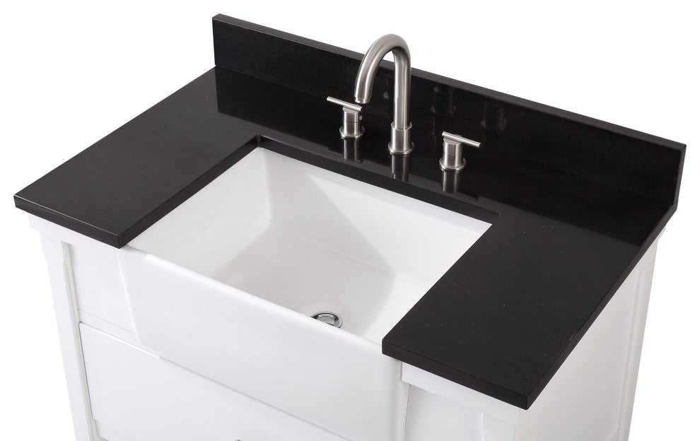 36" Kendia Farmhouse Sink Bathroom Vanity GD-7036-WT36-GT