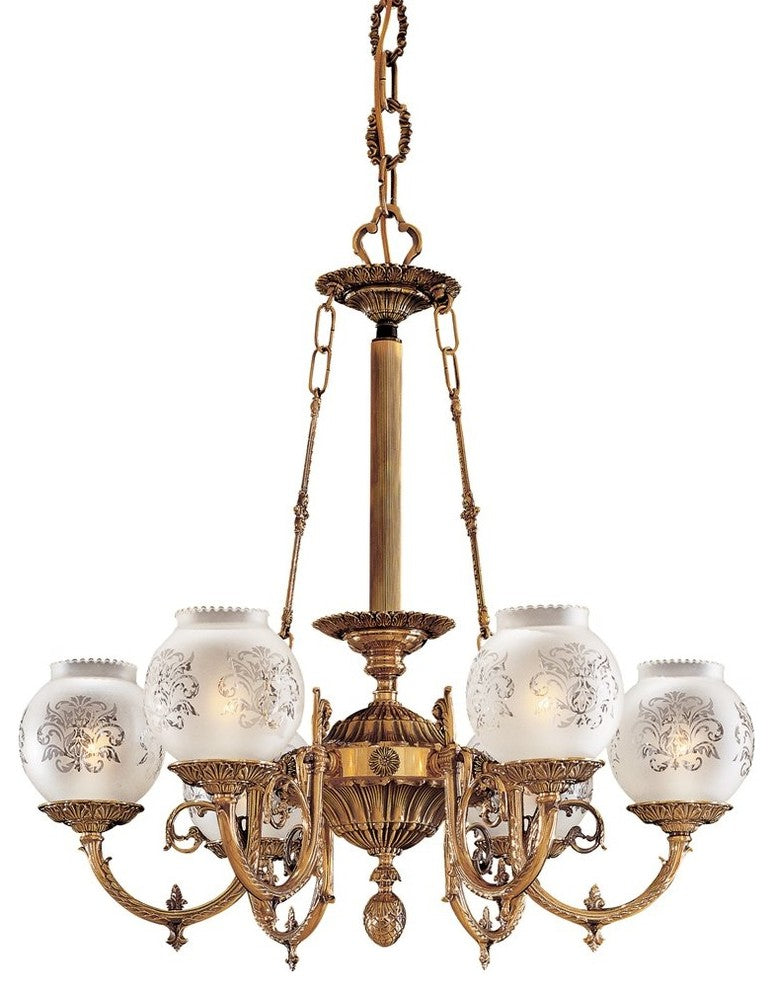6-Light Chandelier With Frosted Etched Glass