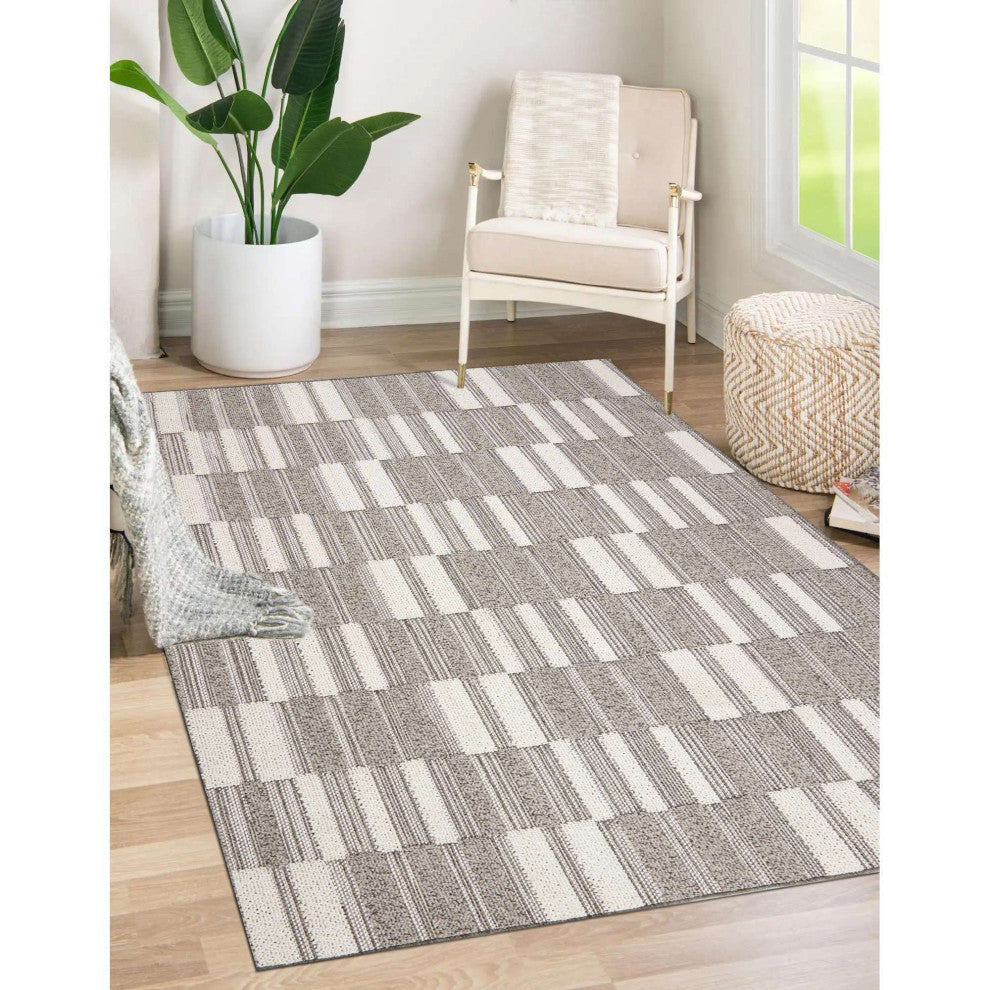 Resort Boxes Area Rug, Gray, 6'7"x9'4"
