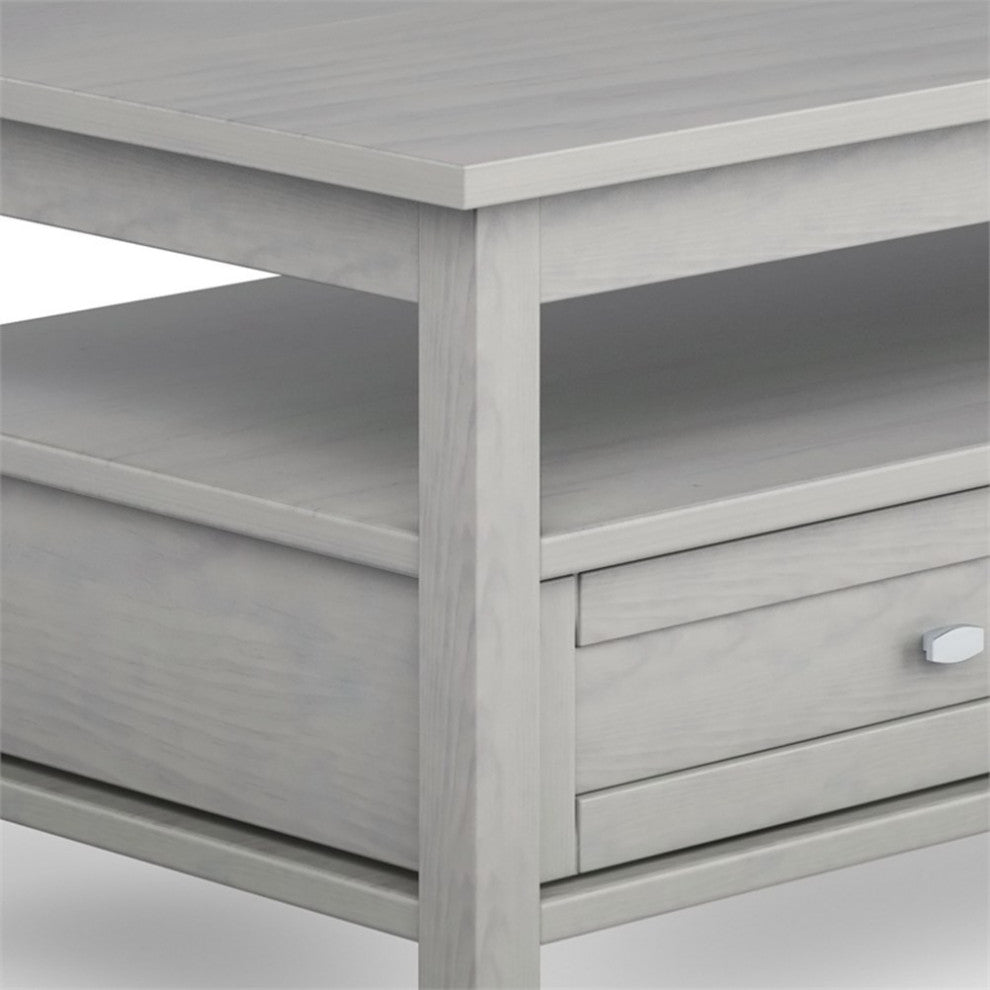 Warm Shaker SOLID WOOD 48 inch Wide Rectangle  Coffee Table in Fog Gray