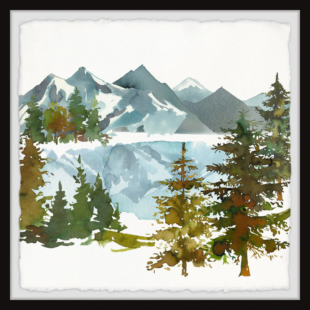 "Frozen Lake" Framed Painting Print, 32x32