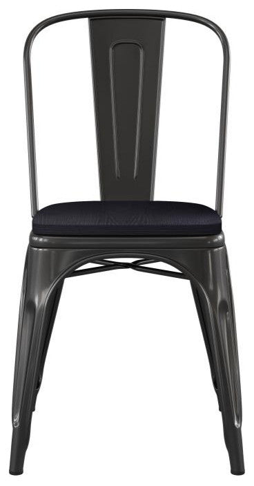 Perry Commercial Grade Metal Indoor-Outdoor Stackable Chair w/All-Weather Seat,