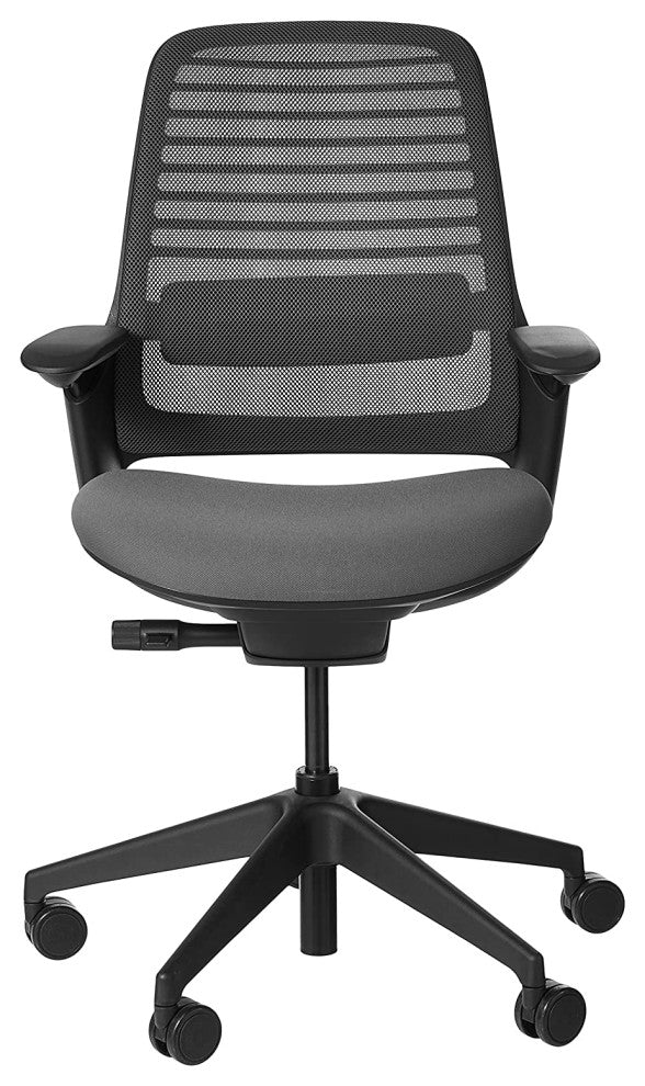 Modern Office Chair, Polyester Seat & Mesh Back With Lumbar Support, Graphite