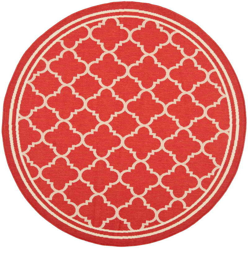 Safavieh Courtyard Cy6918-248 Red, Bone Area Rug, 5'3" X 5'3"