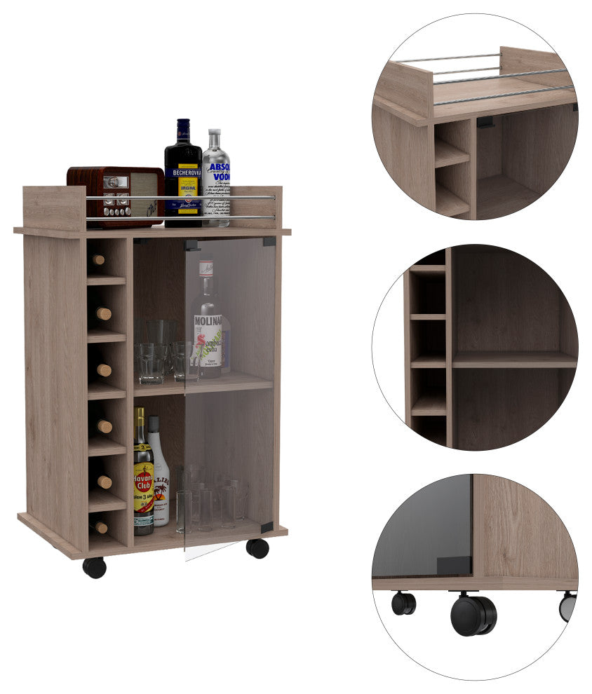 Huali Bar Cart, Light Gray