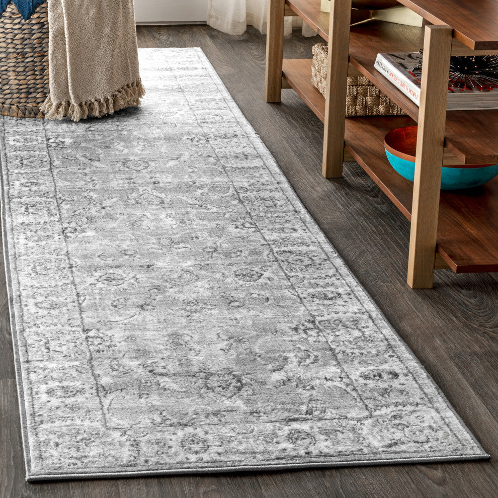 Modern Persian Vintage Light Grey 2'' x 8'' Runner Rug