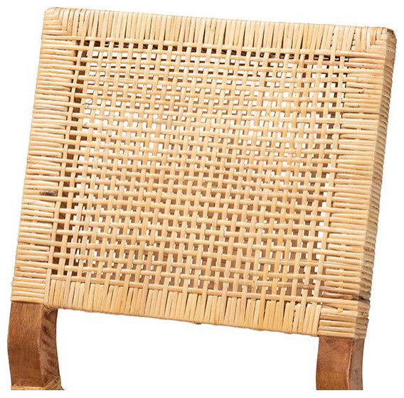 Baxton Studio Lesia Modern Bohemian Natural Brown Rattan and Walnut Brown...