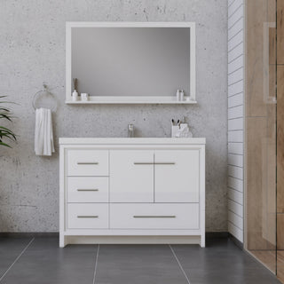Sortino 42" Modern Bathroom Vanity With Sink, White, Left Side Drawers