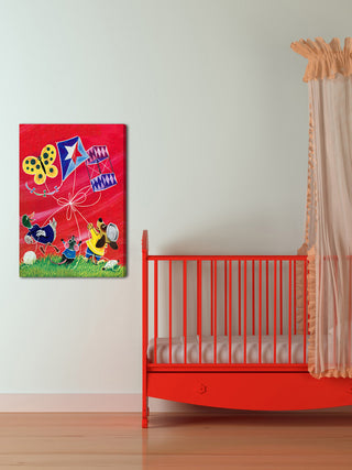 "Flying a Kite" Painting Print on Canvas by Curtis