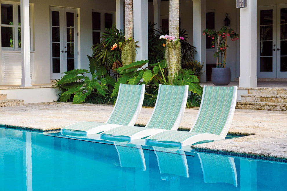 Dune Sling Stackable Outdoor Hydro-Lounge Chaise, Alloy/Warm Gray