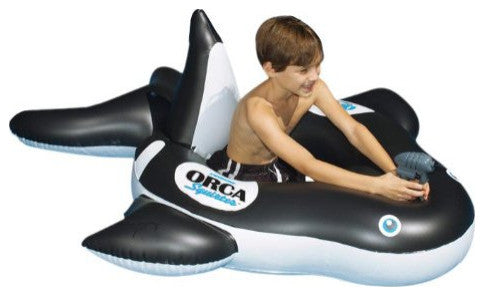 10" Inflatable Black and White Orca Whale Squirter Swimming Pool Float