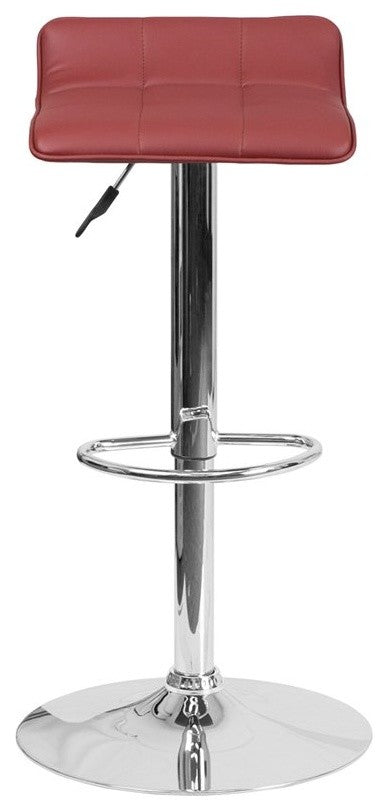 Estella Luna Low-Back Burgundy Vinyl Swivel Adjustable Barstool