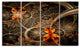 Dark Orange Symmetrical Flower, Abstract Wall Art Canvas, 48"x28", 4 Panels