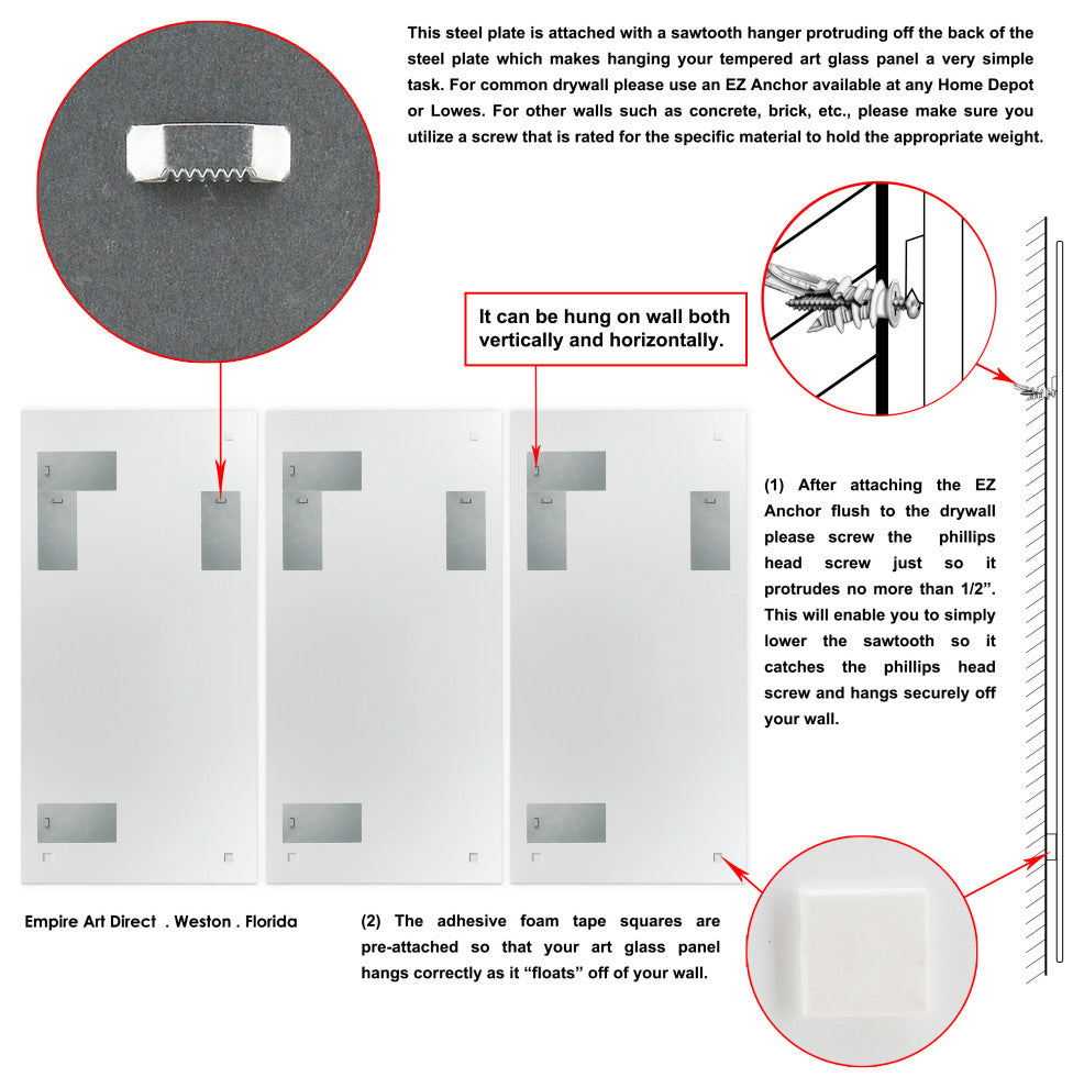 "Ripple Effect " Frameless Free Floating Tempered Glass Graphic Wall Art Set