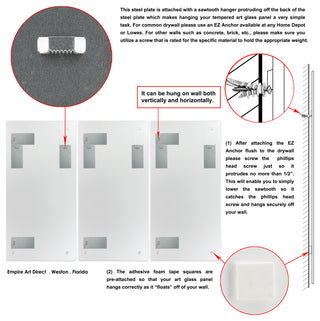 "Ripple Effect " Frameless Free Floating Tempered Glass Graphic Wall Art Set