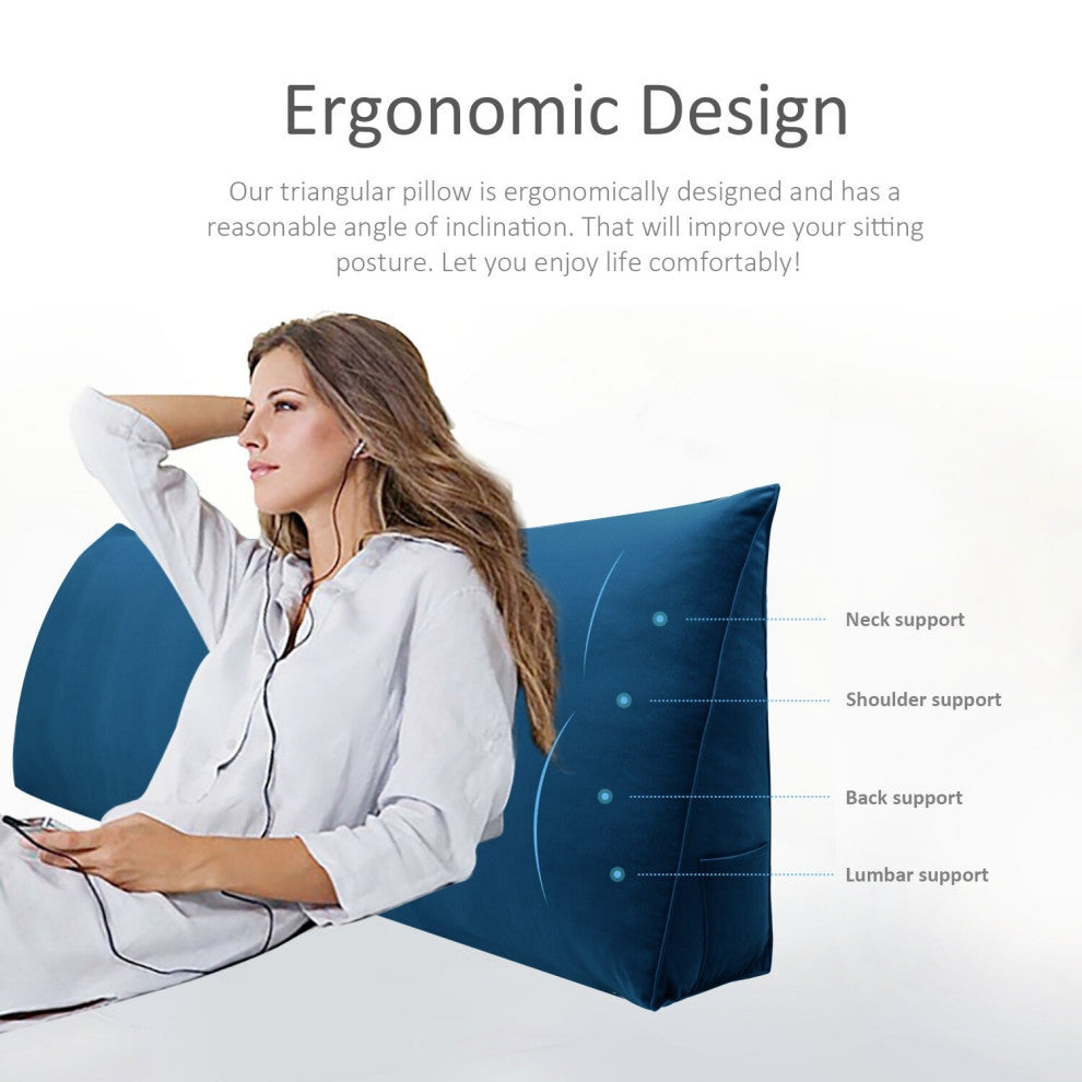 Bed Headboard Wedge Reading Pillow Daybed Backrest Support Positioning Cushion, 76x20x8