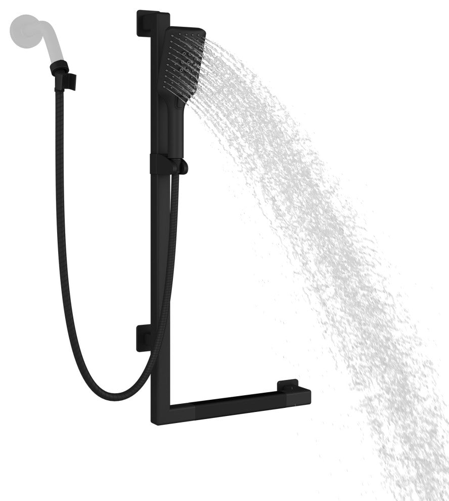 Seville Slide Bar With Handshower, 2.5 GPM, Matte Black, Left