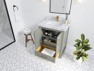 Boston 30 Single Sink Bath Vanity in Evergreen 2" Calacatta Nuvo