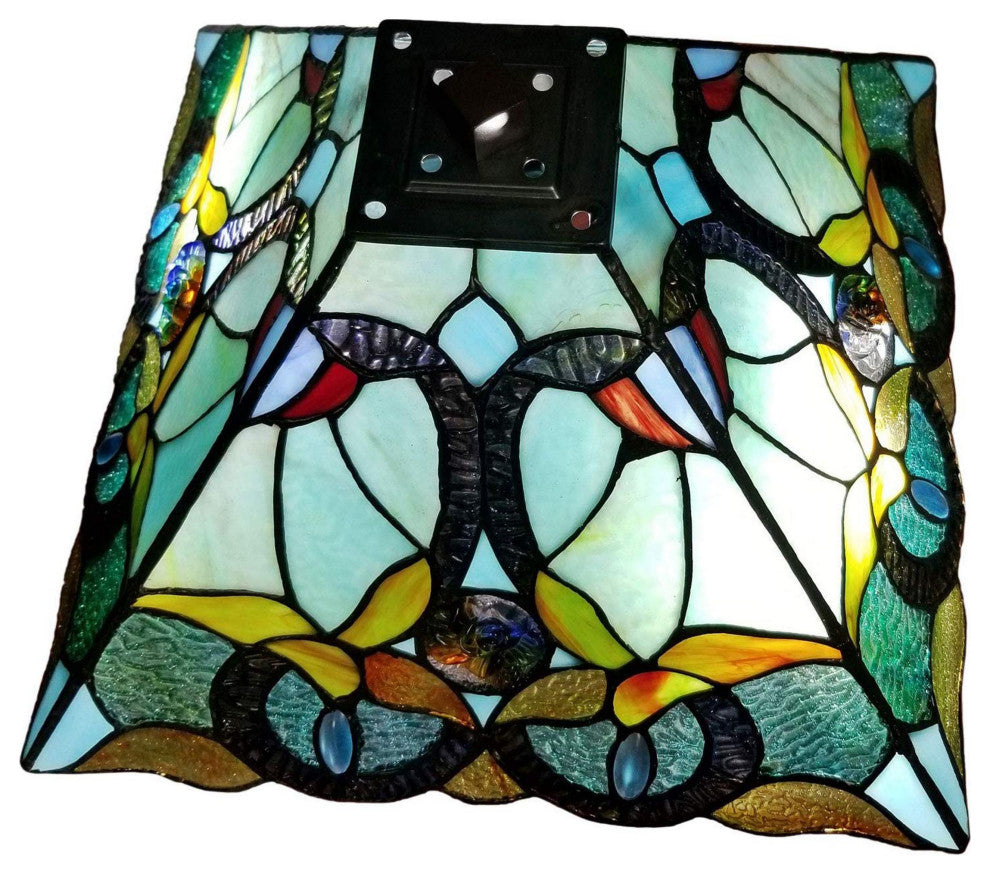 Amora Lighting AM254TL14B Tiffany Style Floral Mission Table Lamp 23 In High