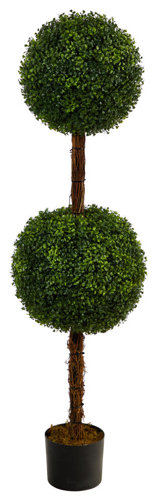 4.5' Boxwood Double Ball Topiary Artificial Tree, Indoor/Outdoor