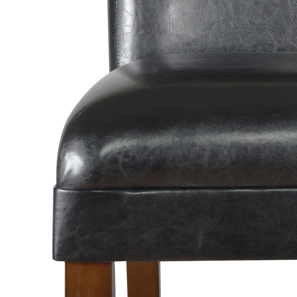 Benzara BM195060 24" Bar Stool With Faux Leather Padded Seat, Black and Brown