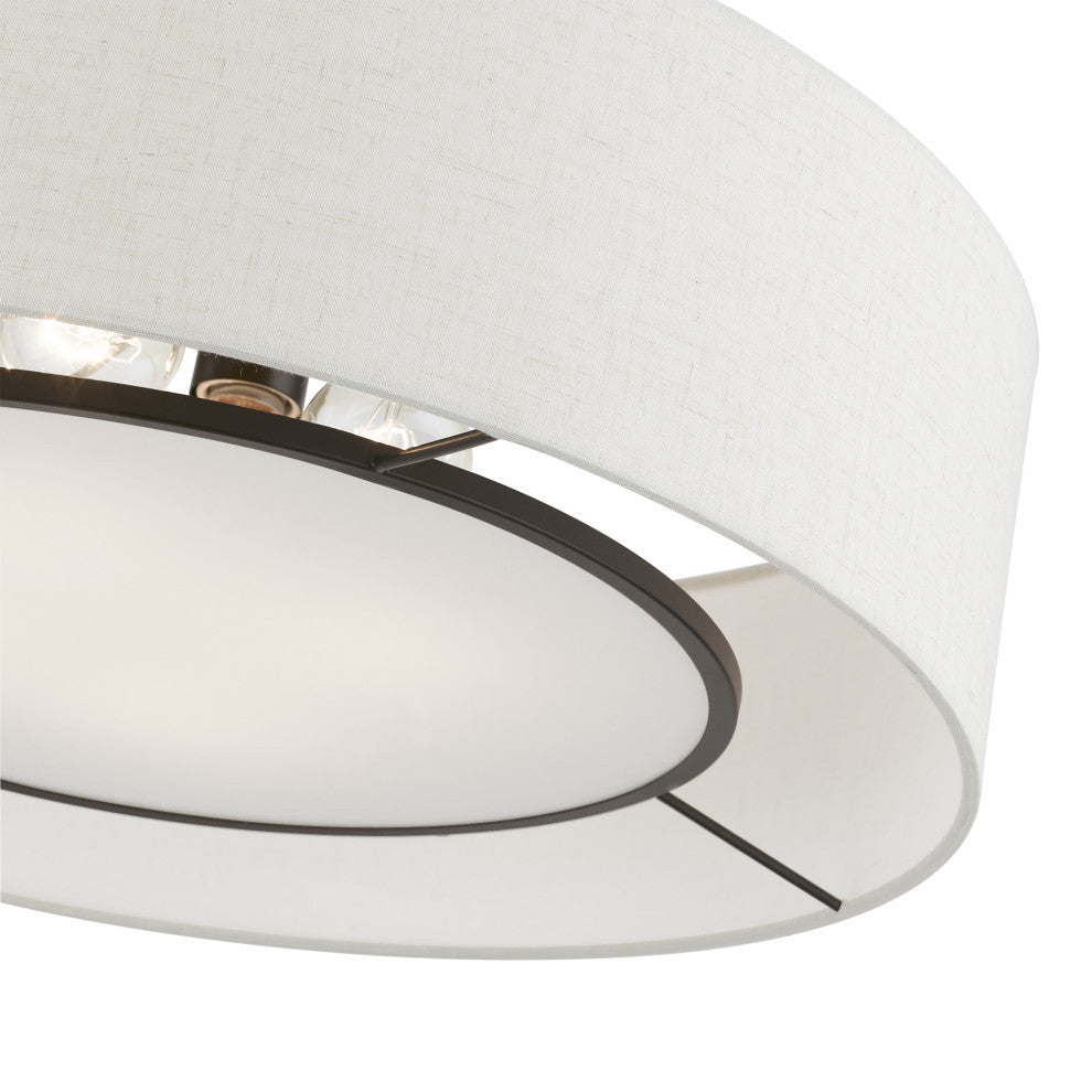 Ellsworth 4 Light English Bronze With Shiny White Accents Semi-Flush