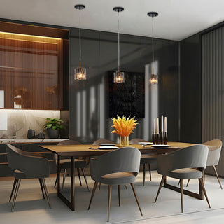 LNC Tucana Polished Gold Matte Black Modern Pendant Light, Textured Glass, 1-Light