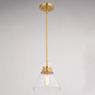 Harper 1-Light Gold Brass Mid-Century Modern Pendant Light Clear Glass