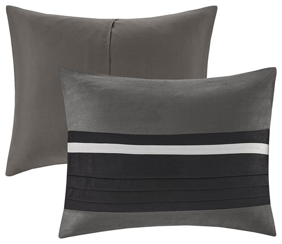 Madison Park Palmer Vera Microsuede 7-Piece Comforter Set, Black