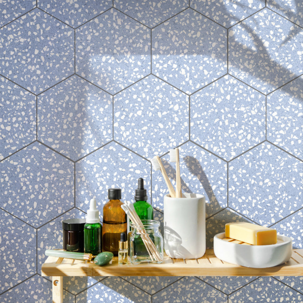 Venice Hex Sky Porcelain Floor and Wall Tile Sample