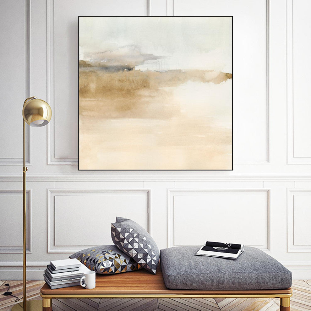 "Cinnamon Shores II" Framed Canvas by Giant Art 30"x30"
