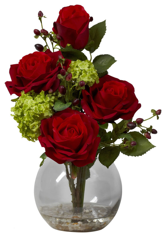 Rose and Hydrangea Silk Flower Arrangement