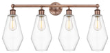 Cindyrella 4-Light 34" Bath Vanity Light, Antique Copper, Clear Shade