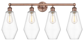 Cindyrella 4-Light 34" Bath Vanity Light, Antique Copper, Clear Shade