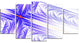 Blue Fractal Cross Design, Contemporary Canvas Art Print, 60"x32", 5 Panels
