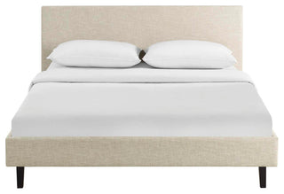 Anya Queen Upholstered Fabric Bed, Beige