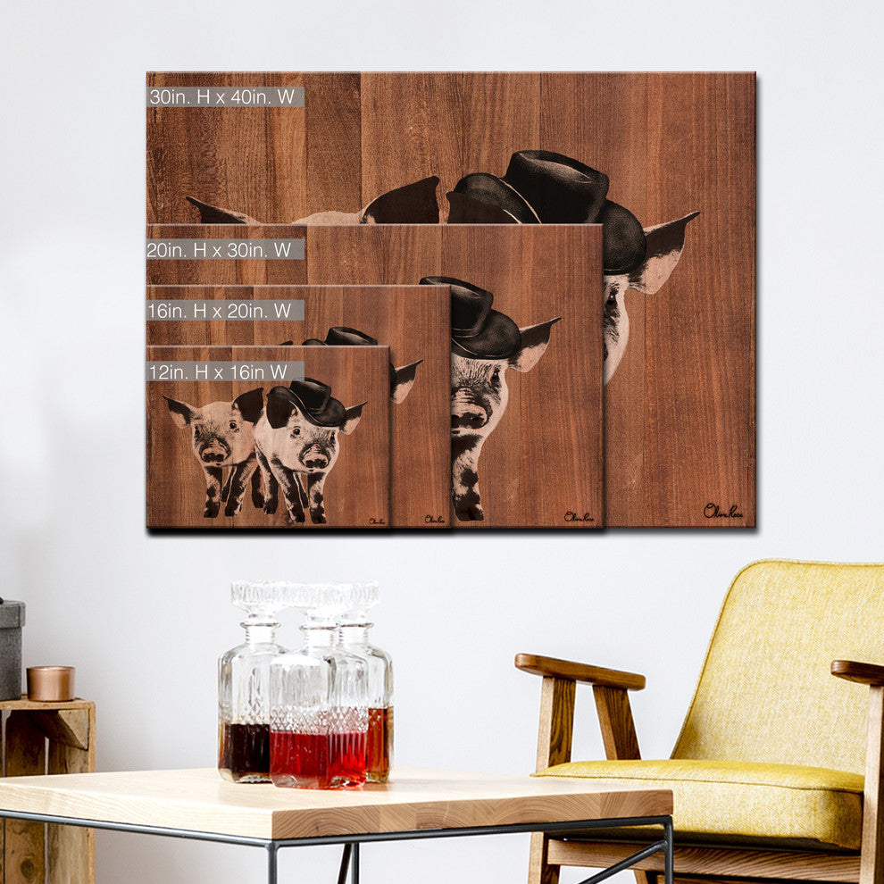 Ready2HangArt Farmhouse 'Pig Duo' Wrapped Canvas Animal Wall Art, 16"x12"