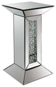 Benzara Modern End Table, Square Mirror Top, Faux Crystals Inlay, Silver
