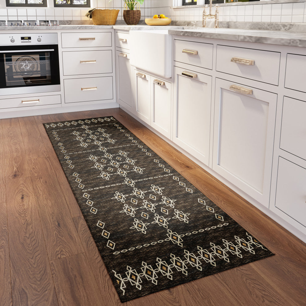 Indoor/Outdoor Sedona SN3 Fudge Machine Washable 2'3" x 7'6" Runner Rug