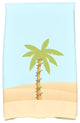 Palm Tree With Christmas Lights Holiday Print Kitchen Towel, Light Blue