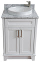 25" Single Sink Vanity, White Finish With White Carrara Marble And Round Sink