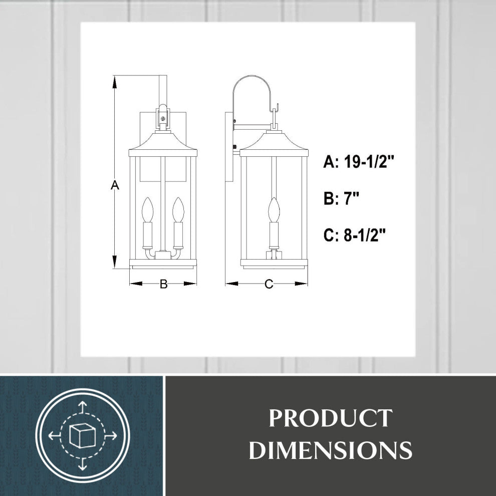 Vaxcel Lighting T0764 Old Town 2 Light 20" Tall Outdoor Wall - Textured Black