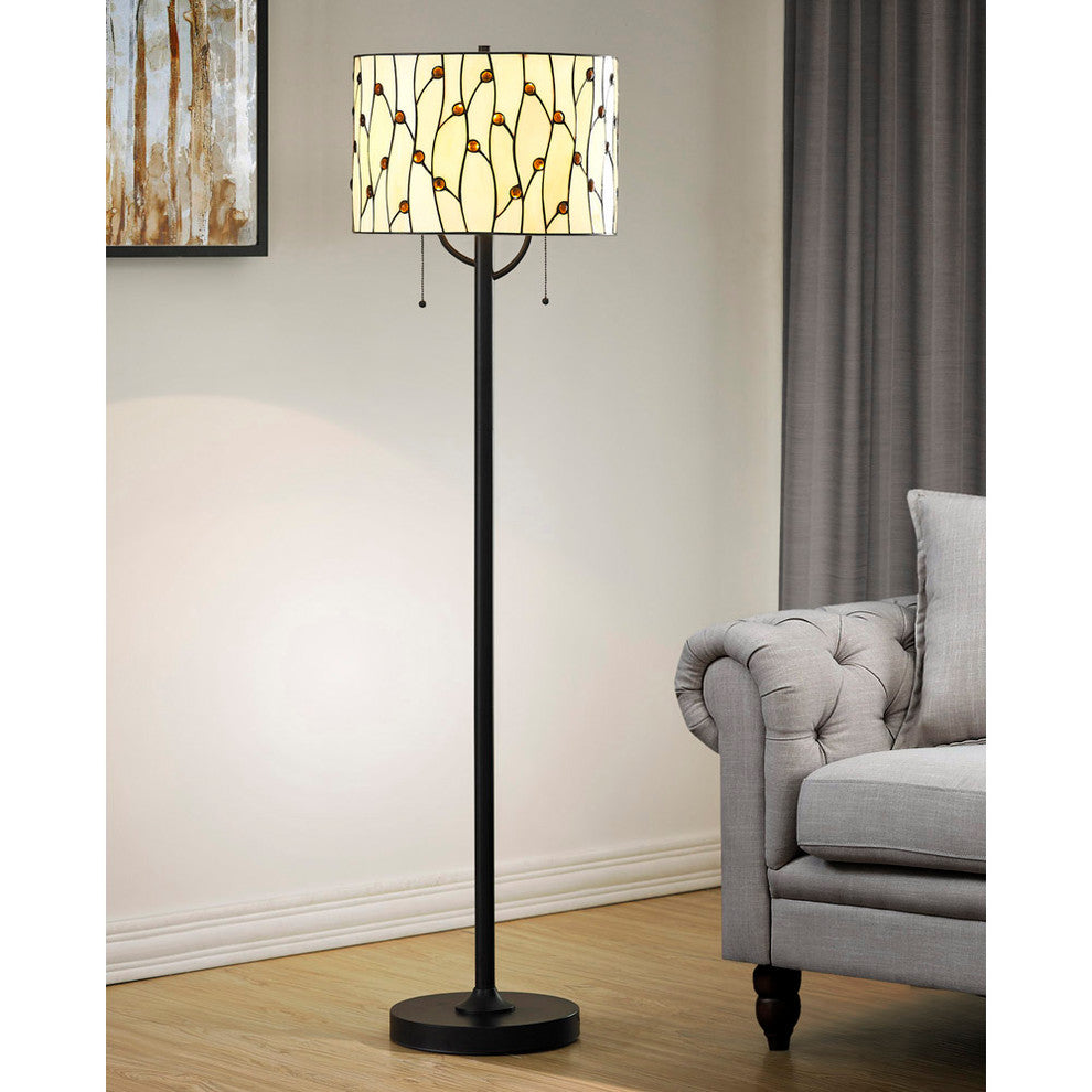 Vines Tiffany Glass Floor Lamp, Natural